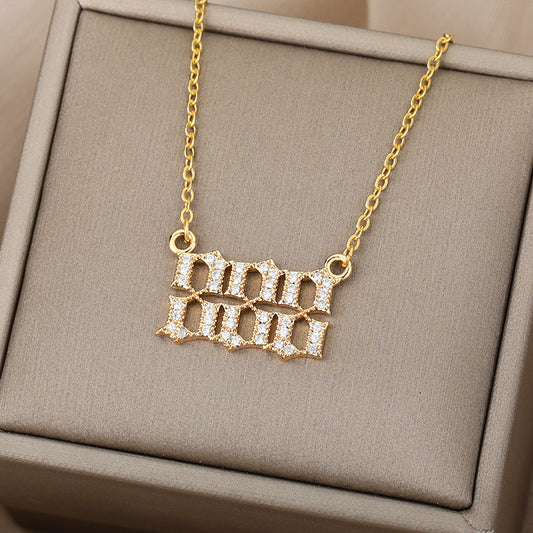 Digital Pendant Zircon Angel Number Necklace