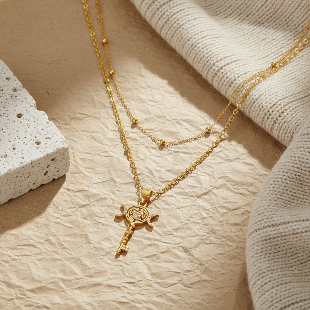 Serpentine Key Double Layered Necklace
