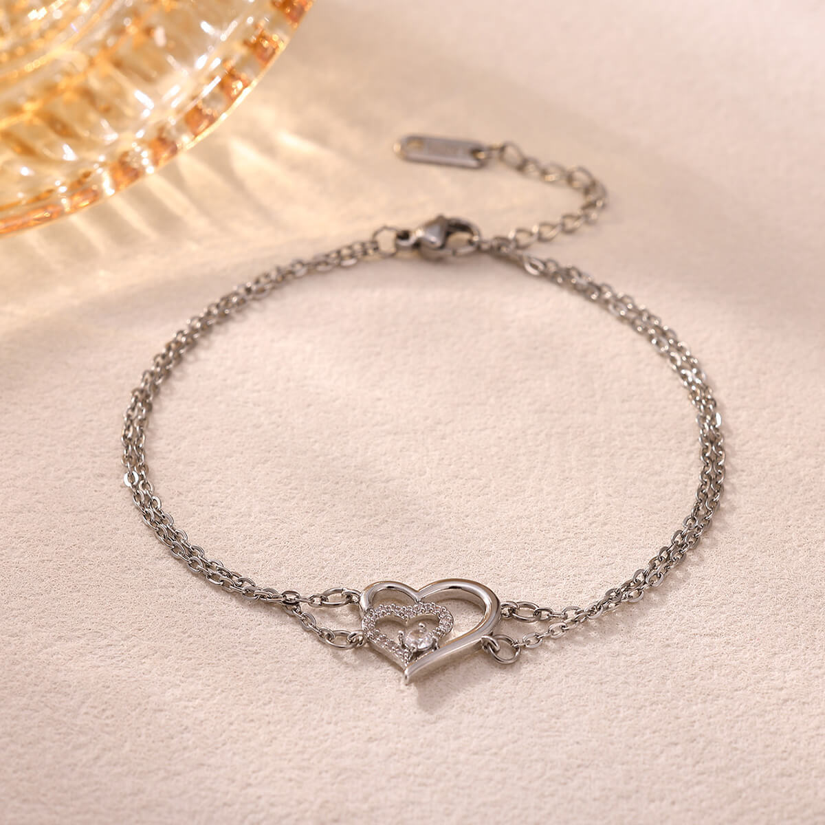 Adjustable Heart Zircon Bracelet For Women