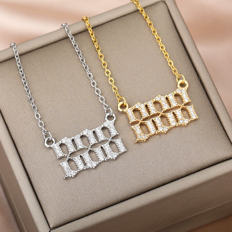 Digital Pendant Zircon Angel Number Necklace
