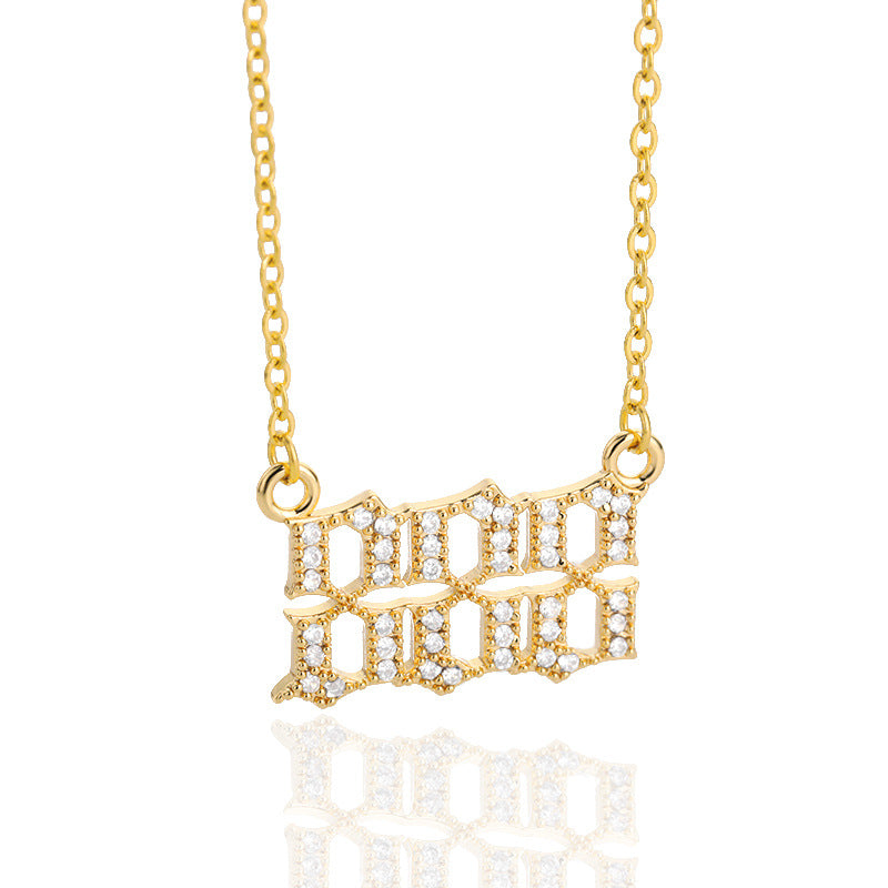 Digital Pendant Zircon Angel Number Necklace