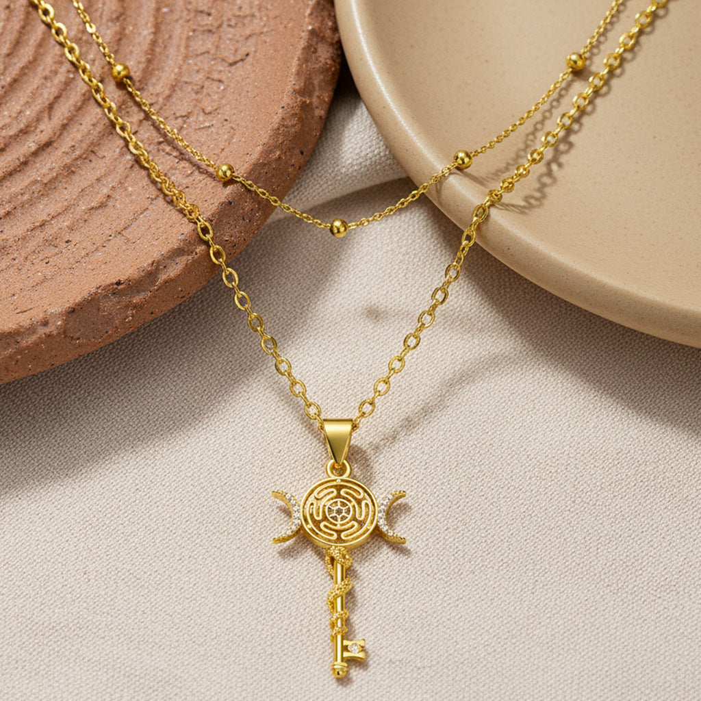 Serpentine Key Double Layered Necklace