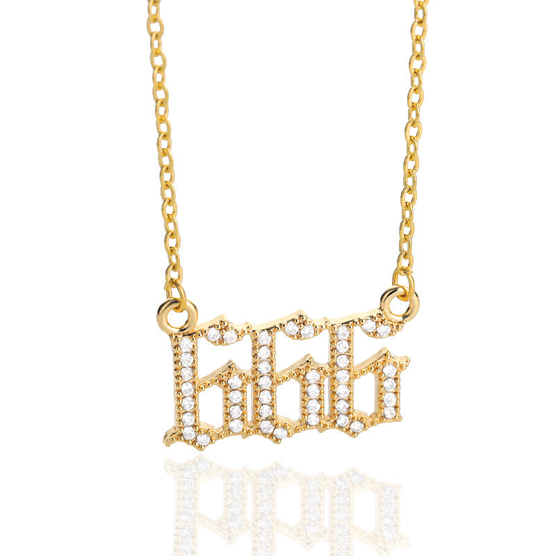 Digital Pendant Zircon Angel Number Necklace
