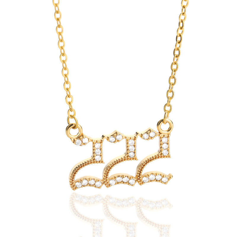 Digital Pendant Zircon Angel Number Necklace
