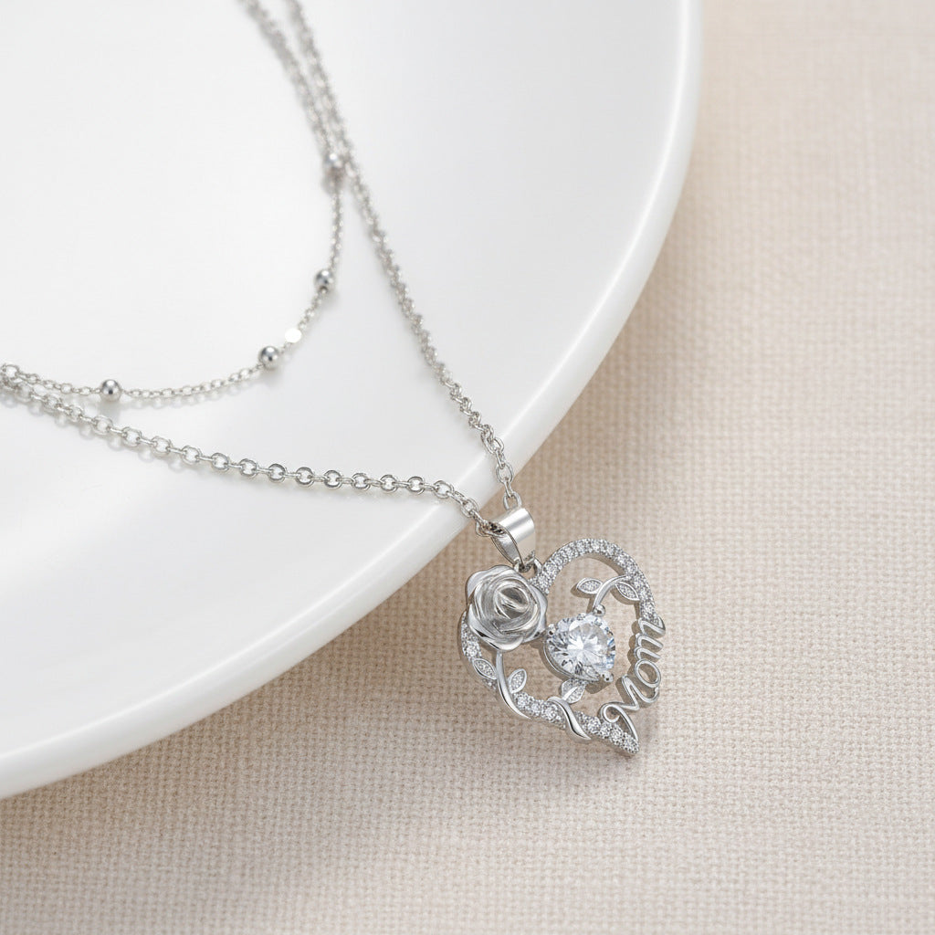 Elegant Heart-Shaped Double-Layer Necklace For Women