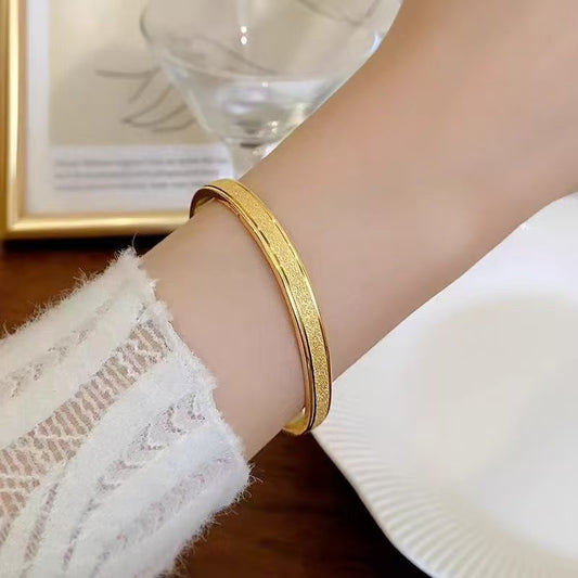 Girls Alloy Gilded Sand Gold Frosted Snap Bracelet