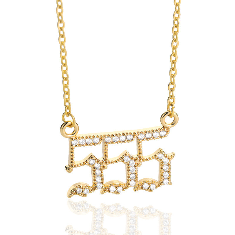 Digital Pendant Zircon Angel Number Necklace