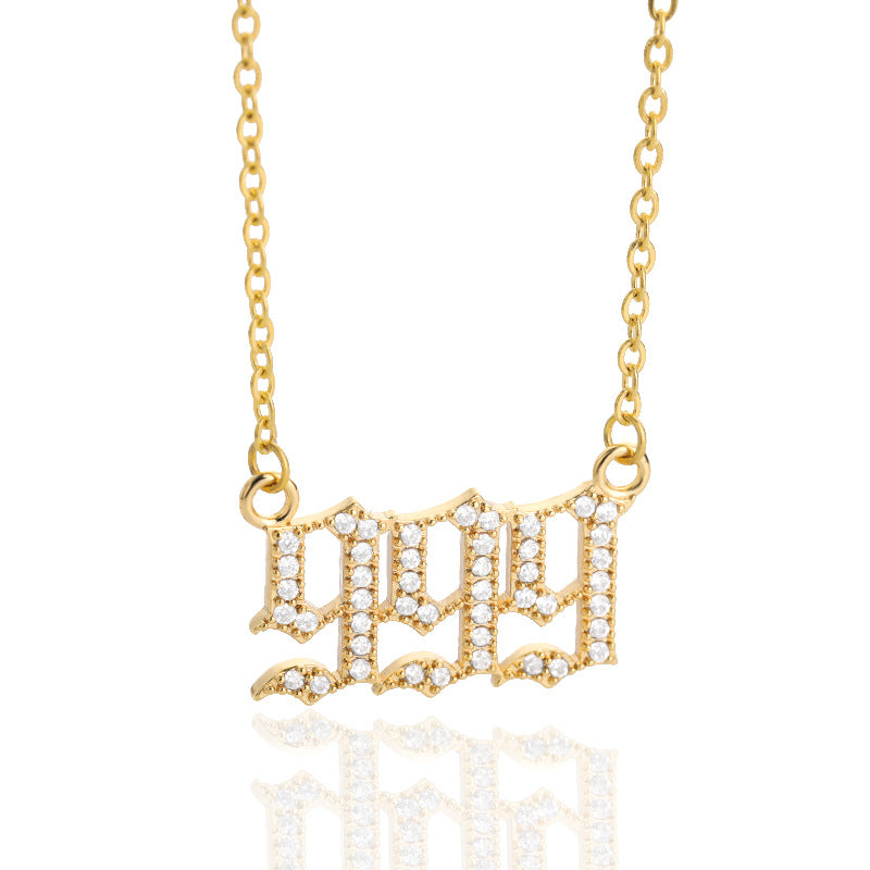Digital Pendant Zircon Angel Number Necklace