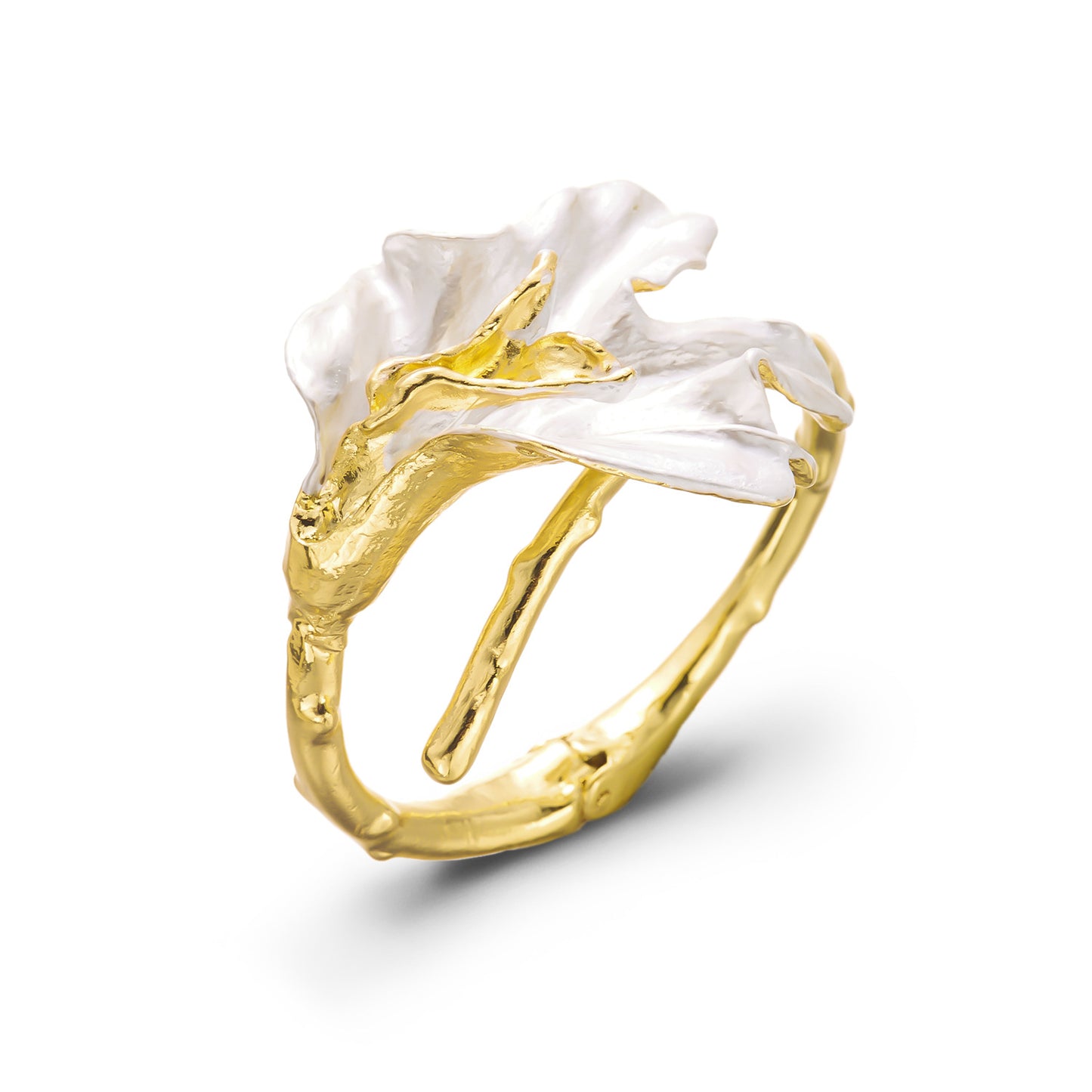 European American Hot Selling Bracelet, Exaggerated Metal Color Block Flower Horseshoe Lily Of The Valley Opening Bangle