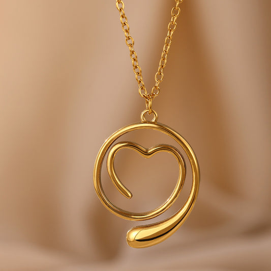 Geometric Heart-Shaped Droplet Minimalist Necklace For Women