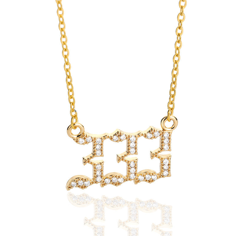 Digital Pendant Zircon Angel Number Necklace