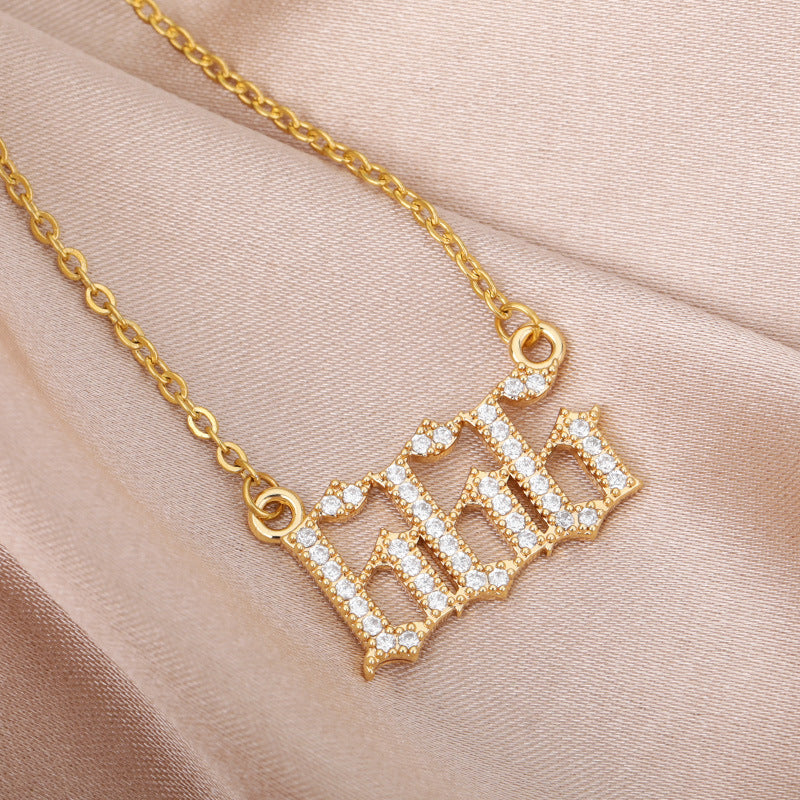 Digital Pendant Zircon Angel Number Necklace