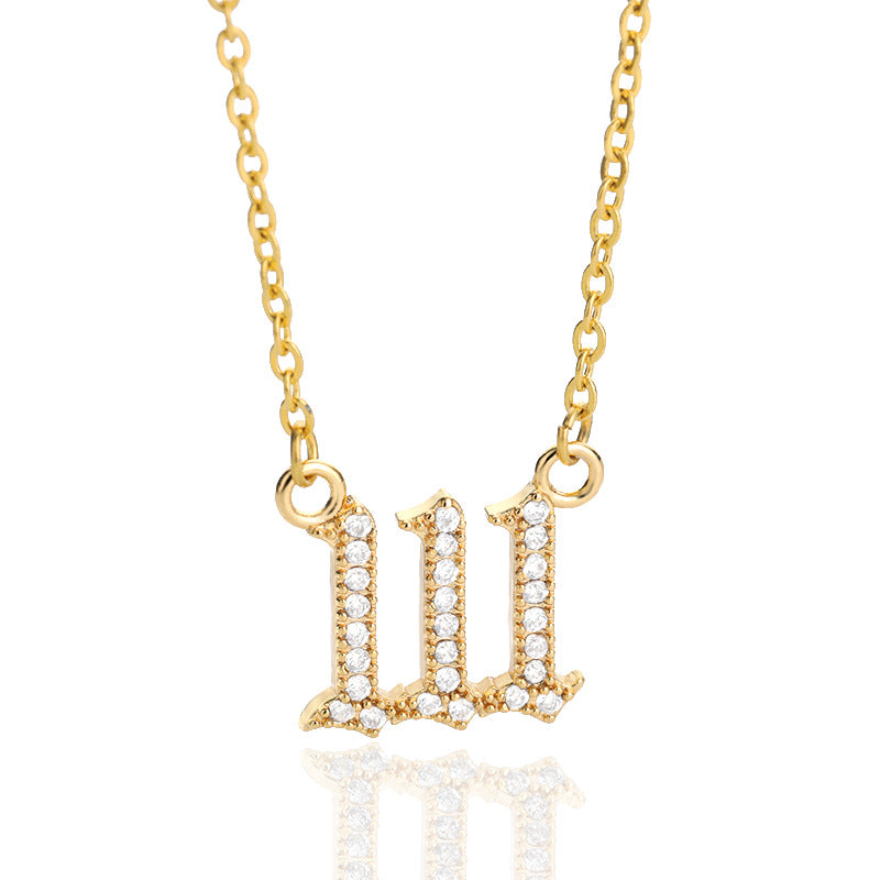 Digital Pendant Zircon Angel Number Necklace