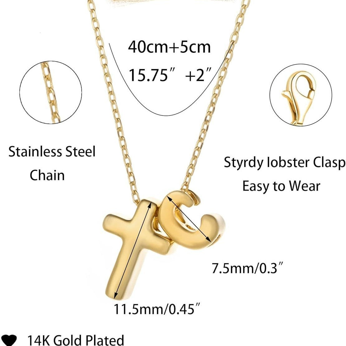 New Cross Bubble 26 Letter Versatile Gold Necklace