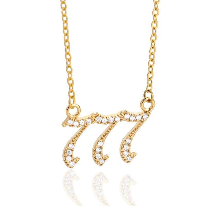Digital Pendant Zircon Angel Number Necklace