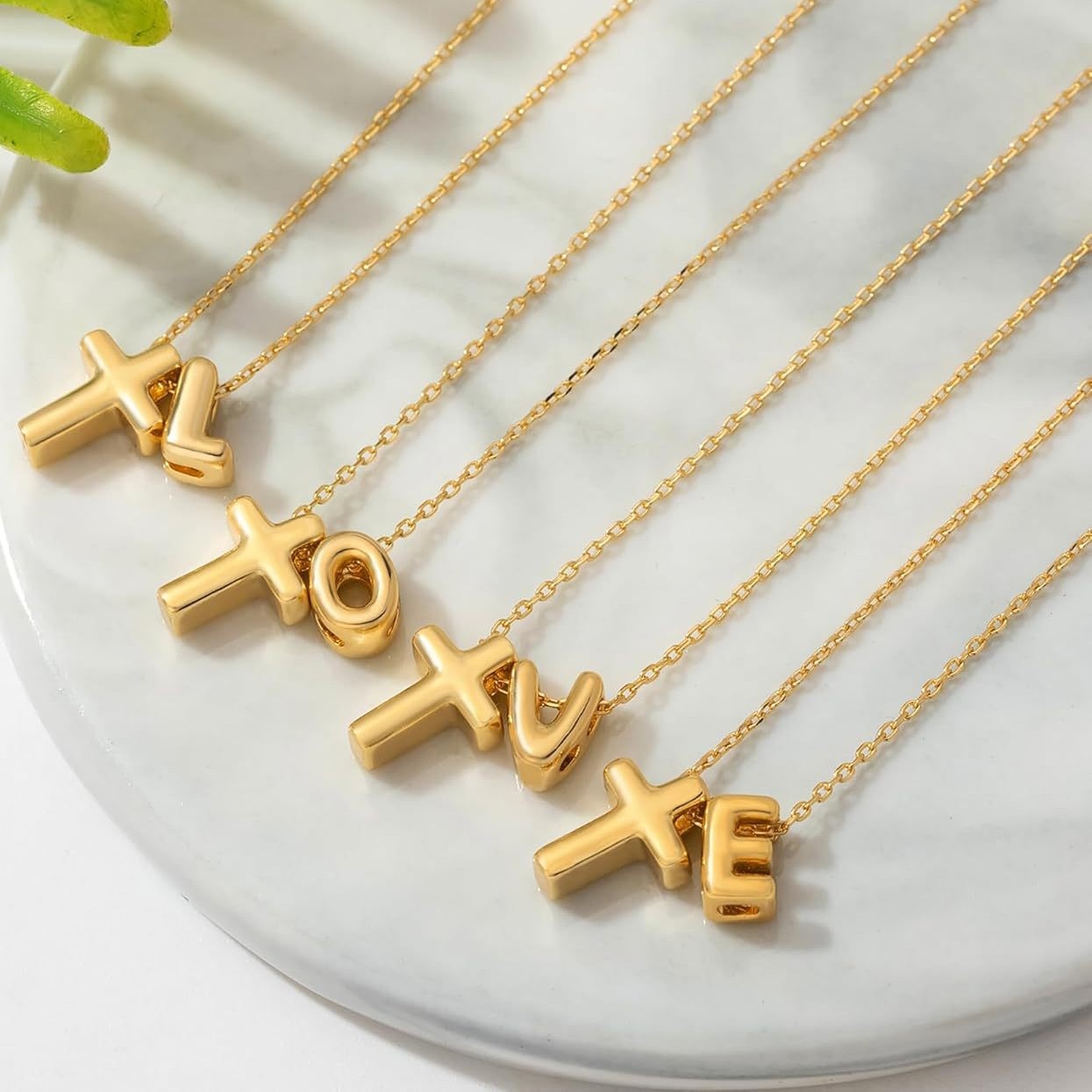 New Cross Bubble 26 Letter Versatile Gold Necklace